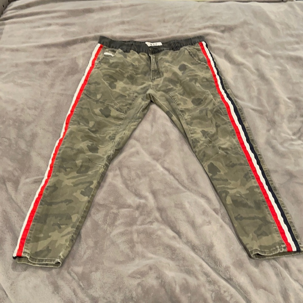 Camo NXP Jeans w/ Red, White, & Blue side stripes